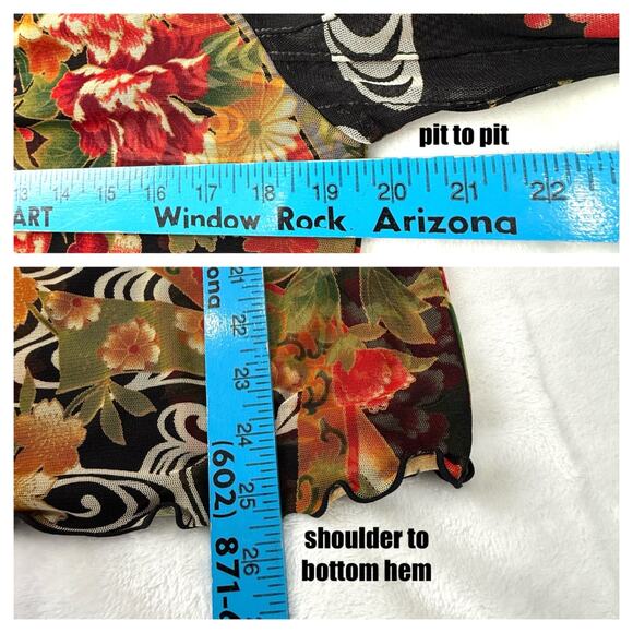 Anac Mesh Overlay Top Women's XL Fall Colorway Asian-Inspired Artistic Artsy Y2K - Picture 7 of 7